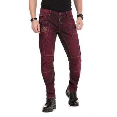 Cipo & Baxx Designer jeans voor heren, denim blikvanger, CD479 - dark red,