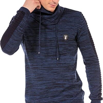 Cipo & Baxx Gebreide herentrui met lange mouwen, sjaalkraag, sweatshirt, sweater CP252
