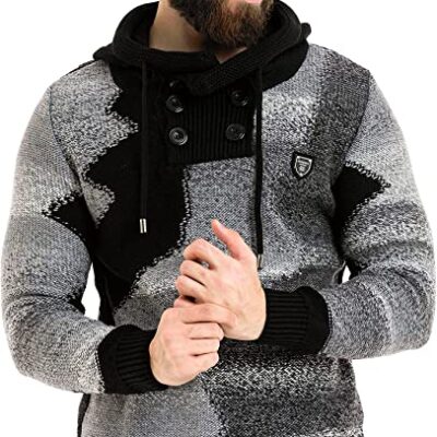 Cipo & Baxx Heren gebreide trui patroon kleurverloop capuchon sweater trui hoodie CP261