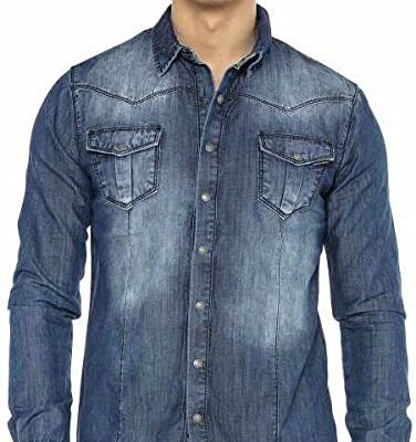 Cipo & Baxx klassiek elegant denim design, vrijetijdshemd