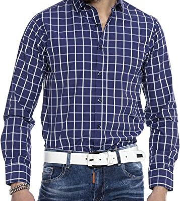 Cipo & Baxx CH177 Herenoverhemd met lange mouwen, geruit hemd, regular fit, business