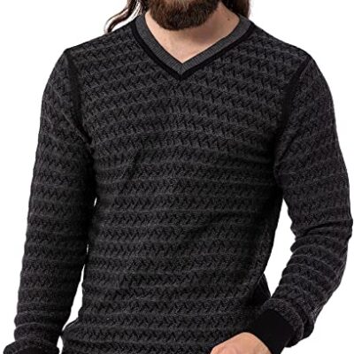 Cipo & Baxx Heren gebreide trui sweater V-hals trui met patroon CP273