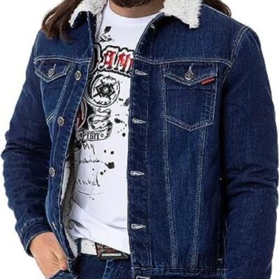 Cipo & Baxx Heren jeansjack denim gevoerd overgangsjack bont