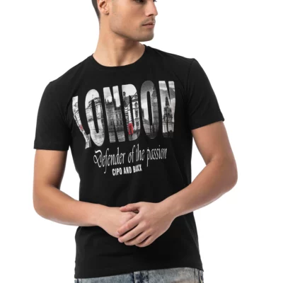 CT826 Heren T-shirt met Londen-print – Normale pasvorm